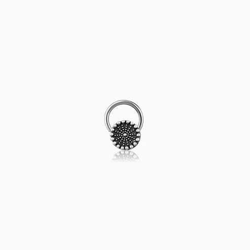 Nitya Oxidised Silver Classic Nose Pin