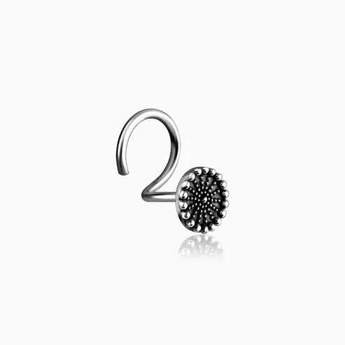 Nitya Oxidised Silver Classic Nose Pin