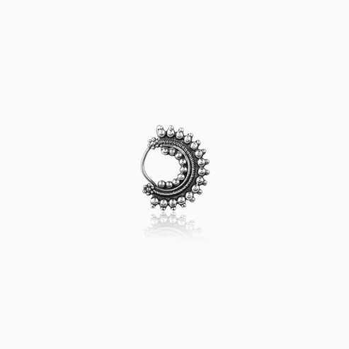 Nitya Oxidised Silver Half Moon Nose Ring