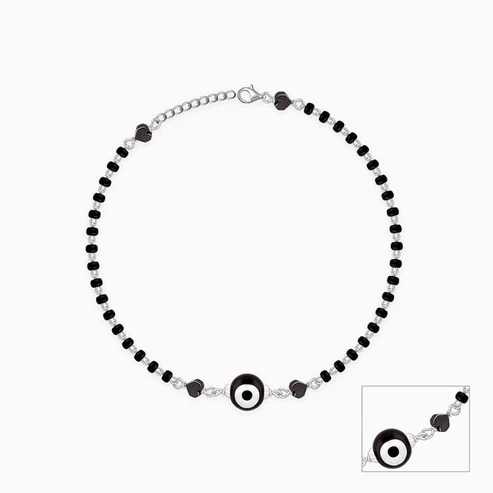 Nitya Silver Black Evil Eye Anklet