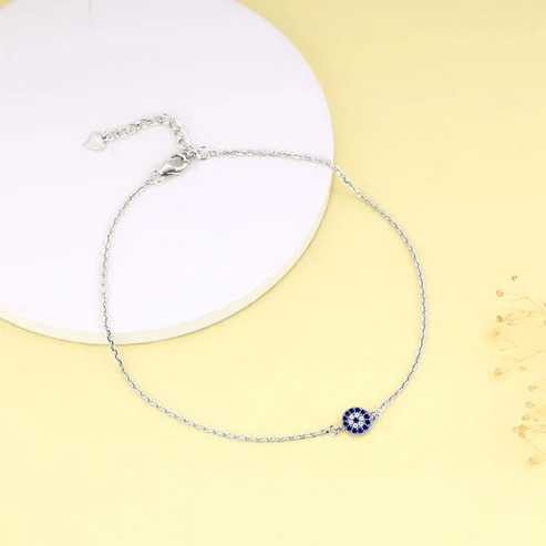 Nitya Silver Blue Evil Eye Anklet