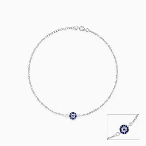 Nitya Silver Blue Evil Eye Anklet