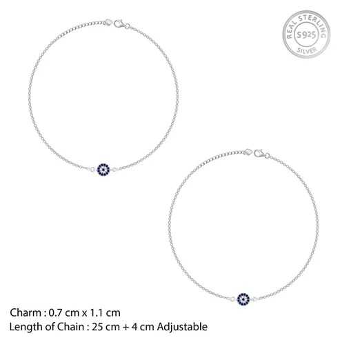 Nitya Silver Blue Evil Eye Anklet