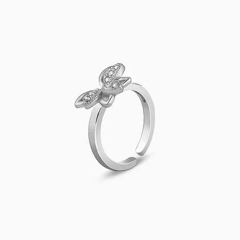 Nitya Silver Crescent Flower Toe Rings 