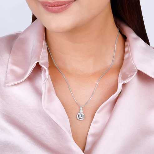 Nitya Silver Drizzle Drop Pendant with Box Chain