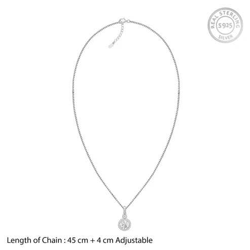 Nitya Silver Drizzle Drop Pendant with Box Chain