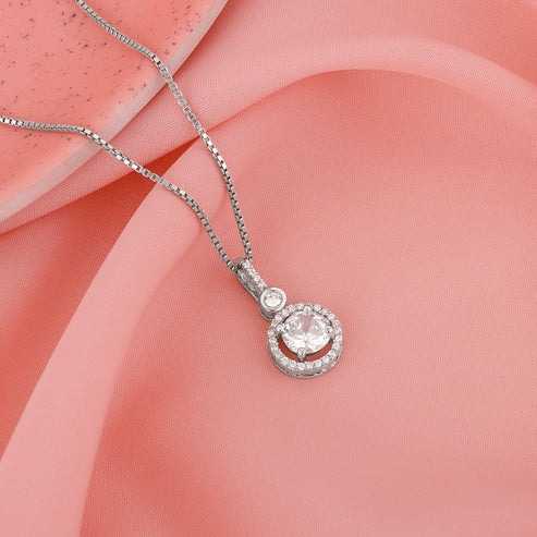 Nitya Silver Drizzle Drop Pendant with Box Chain