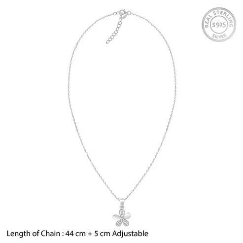 Nitya Silver Flower Pendant With Link Chain