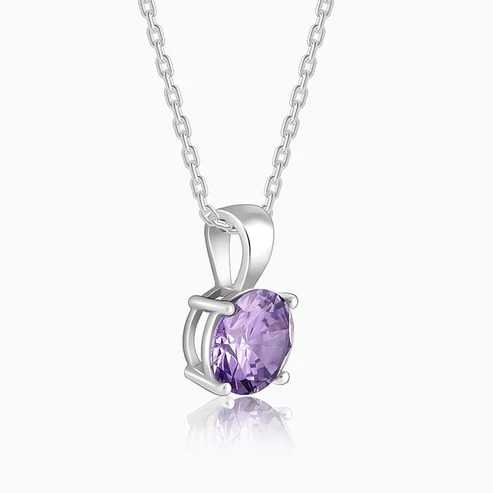 Nitya Silver Gracious Purple Pendant with Link Chain