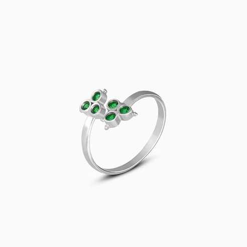 Nitya Silver Green Stone Toe Rings