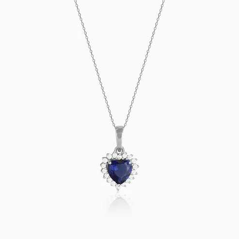 Nitya Silver Heart Of The Ocean Pendant With Link Chain