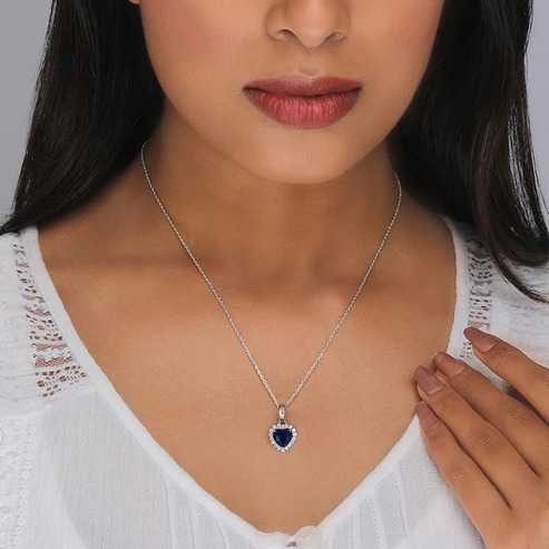 Nitya Silver Heart Of The Ocean Pendant With Link Chain