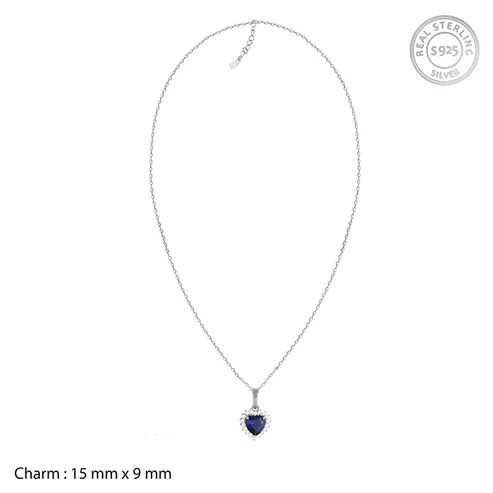 Nitya Silver Heart Of The Ocean Pendant With Link Chain