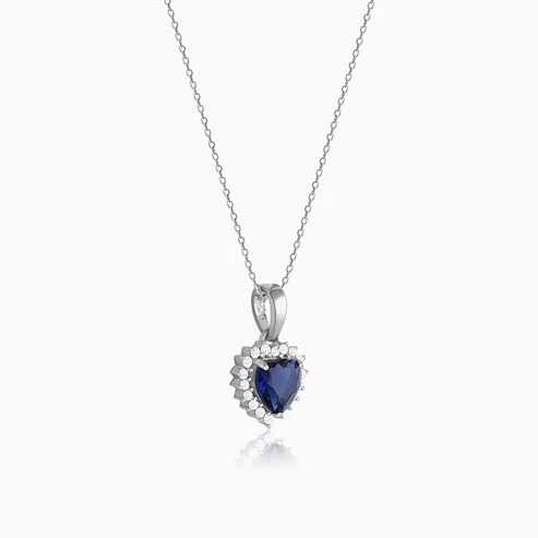 Nitya Silver Heart Of The Ocean Pendant With Link Chain