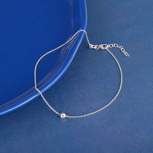 Nitya Silver Minimal Bead Anklet