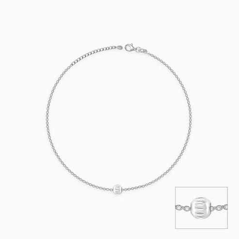 Nitya Silver Minimal Bead Anklet
