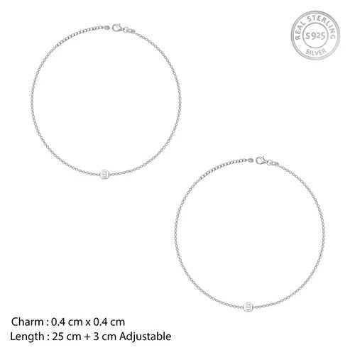 Nitya Silver Minimal Bead Anklet