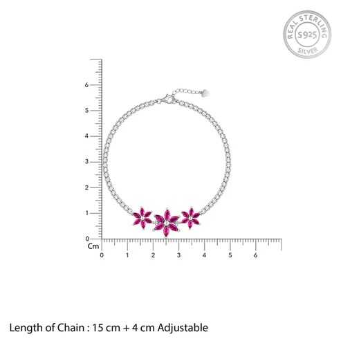 Nitya Silver Pink Floral Tennis Bracelet