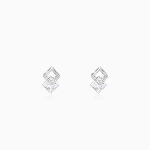 Nitya Silver Quadrangle Earrings