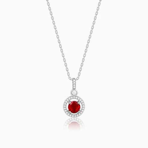 Nitya Silver Radiant Red Pendant with Link Chain