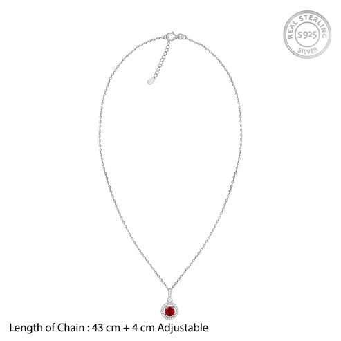 Nitya Silver Radiant Red Pendant with Link Chain