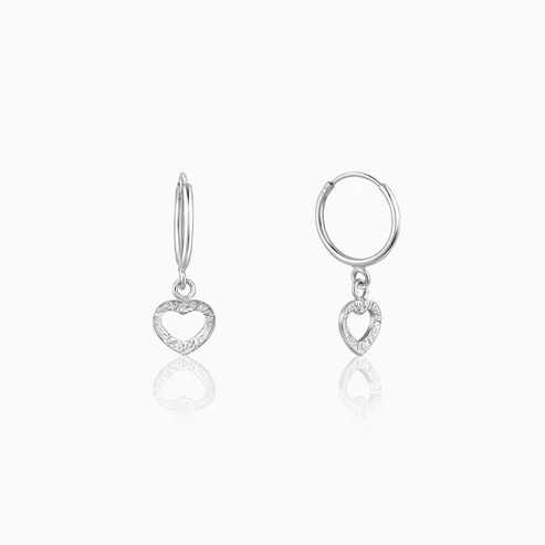 Nitya Silver Small Heart Drop Earrings