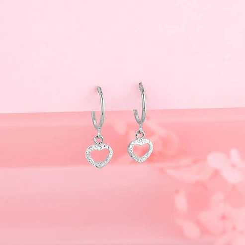 Nitya Silver Small Heart Drop Earrings