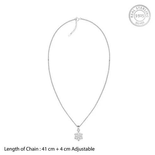 Nitya Silver Snowflake Pendant With Box Chain