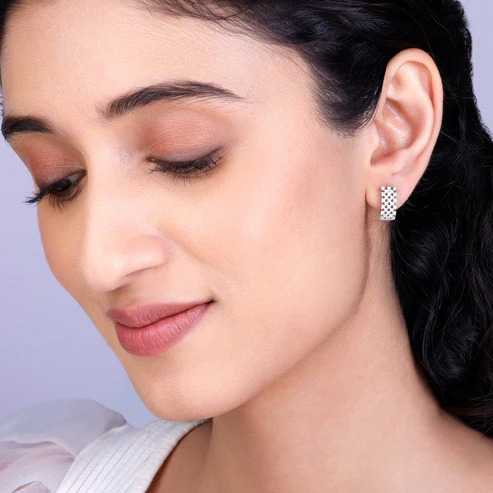 Nitya Silver Sparkling Shine Hoop Earrings