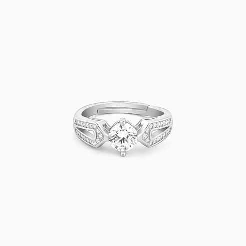 Nitya Silver Zircon Elegant Loop Ring