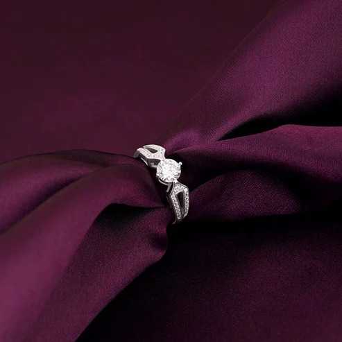 Nitya Silver Zircon Elegant Loop Ring