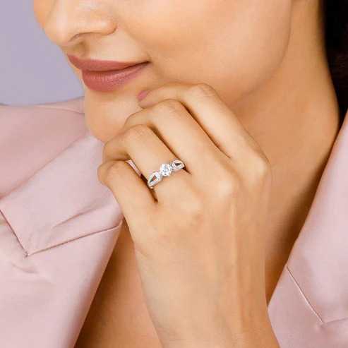 Nitya Silver Zircon Elegant Loop Ring