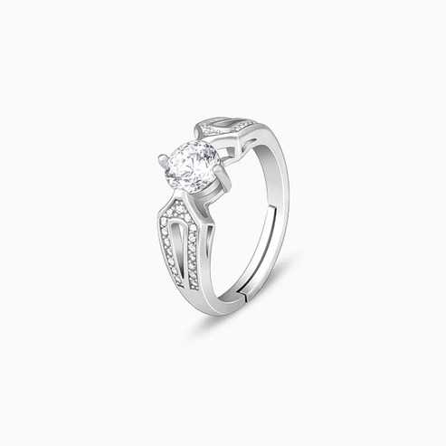 Nitya Silver Zircon Elegant Loop Ring