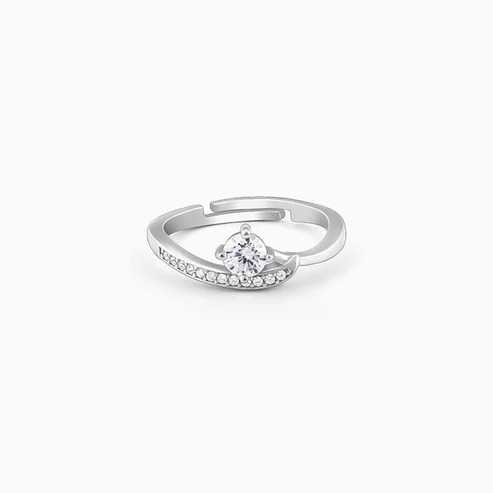 Nitya Silver Zircon Embrace Ring