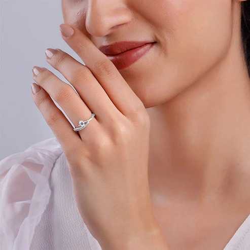 Nitya Silver Zircon Embrace Ring