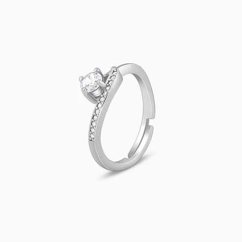 Nitya Silver Zircon Embrace Ring