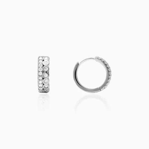 Nitya Silver Zircon Sparkling Huggies Earrings