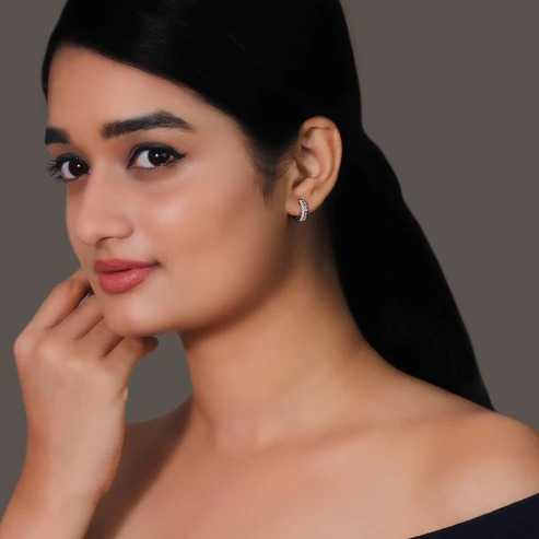 Nitya Silver Zircon Sparkling Huggies Earrings