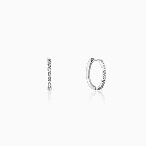 Nitya Silver Zircon Twinkling Hoop Earrings