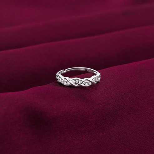 Nitya Silver Zircon Winding Wave Ring