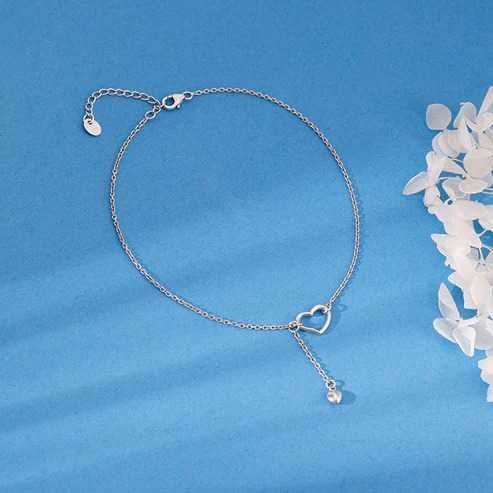 Niya Silver Heart Melting Chain Anklet