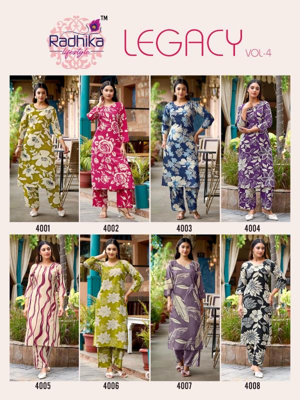 Radhika Lifestyle Legacy vol 4 catalog western cord sets for women