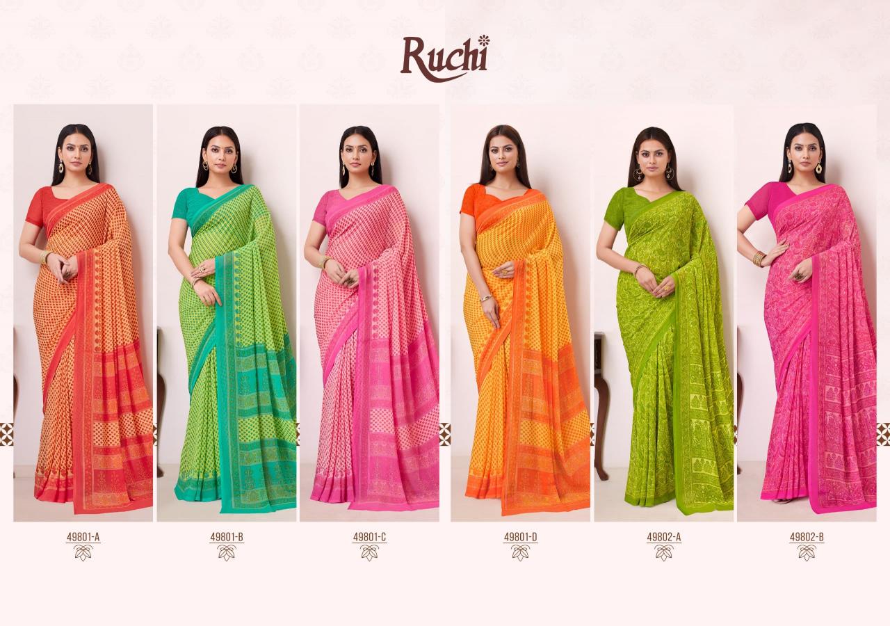 Ruchi Ragaa Georgette 19 catalog fabdeal sarees surat gujarat