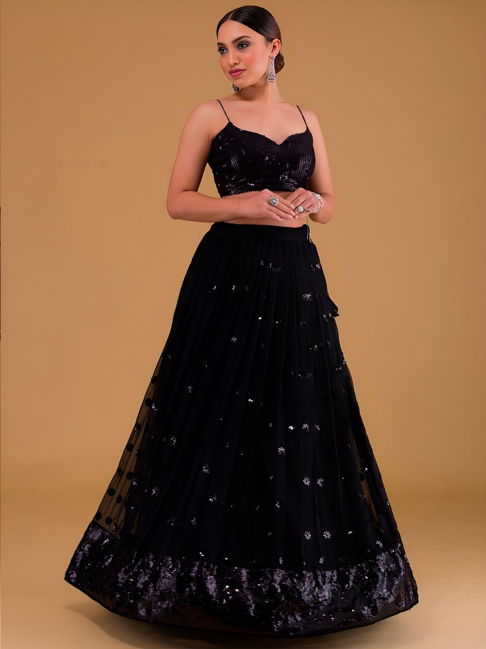 Sabella 15068 Black catalog semi stiched lehenga choli for girl online india