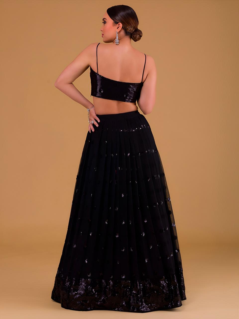 Sabella 15068 Black catalog semi stiched lehenga choli for girl online india