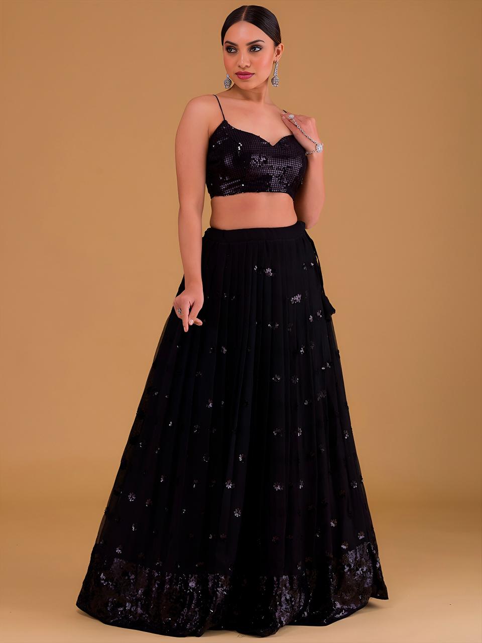 Sabella 15068 Black catalog semi stiched lehenga choli for girl online india