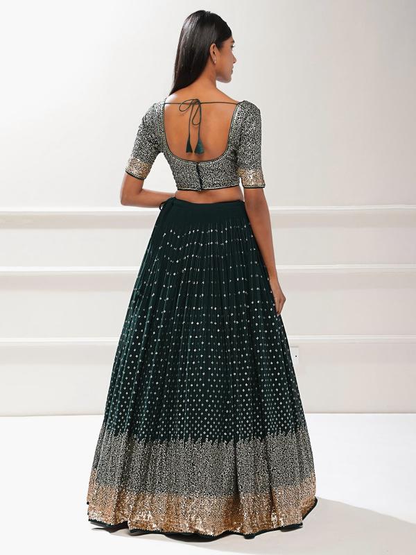 Sabella 5076 Green catalog types of embroidery in india for lehenga