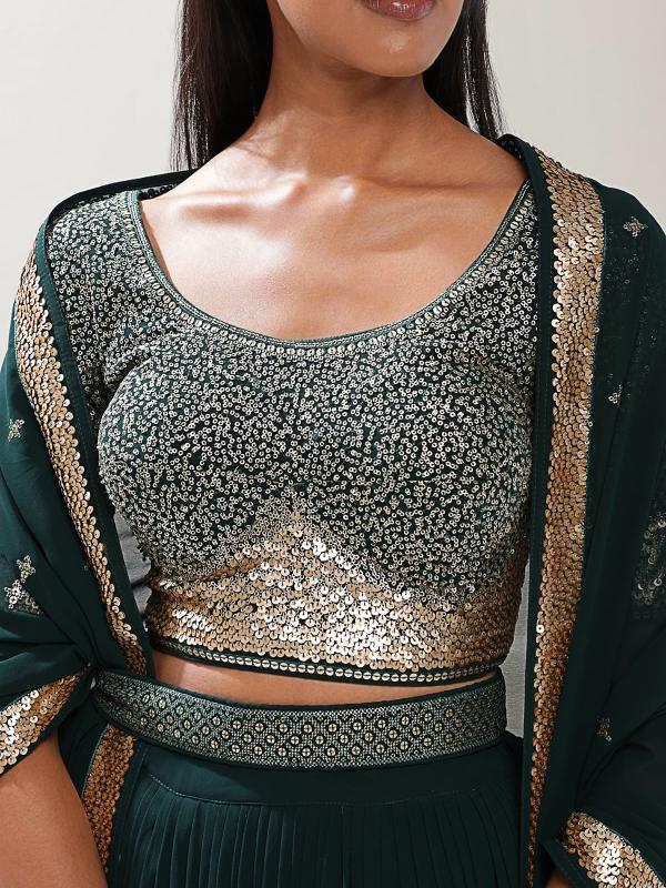 Sabella 5076 Green catalog types of embroidery in india for lehenga