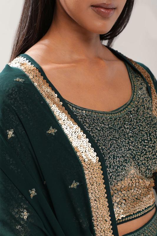 Sabella 5076 Green catalog types of embroidery in india for lehenga