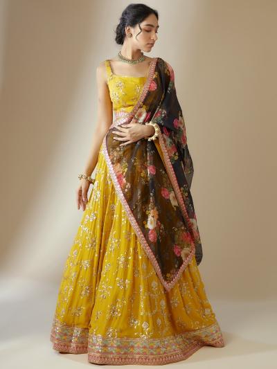 Sabella 5086 Yellow catalog south india fashion lehengas online